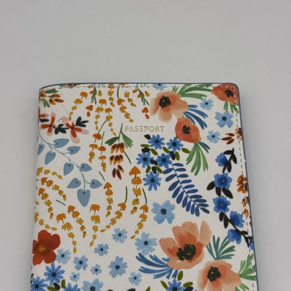 Anthropologie Paloma Passport Holder Travel Wallet Floral Faux Leather